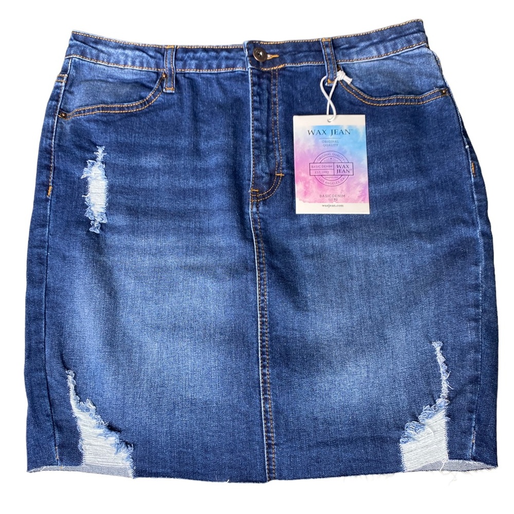 🆕 Wax Jean Distressed Mini Skirt Women’s L